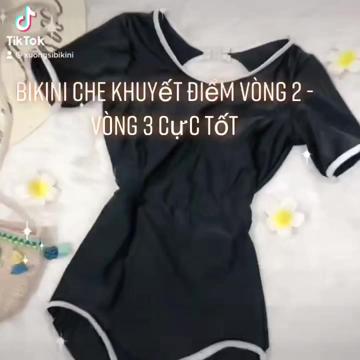 Bikini 1 mảnh Đồ bơi nữ liền mảnh CÀI KHÓA SAU  khoét lưng màu đen viền trắng sporty nhiều kiểu | BigBuy360 - bigbuy360.vn
