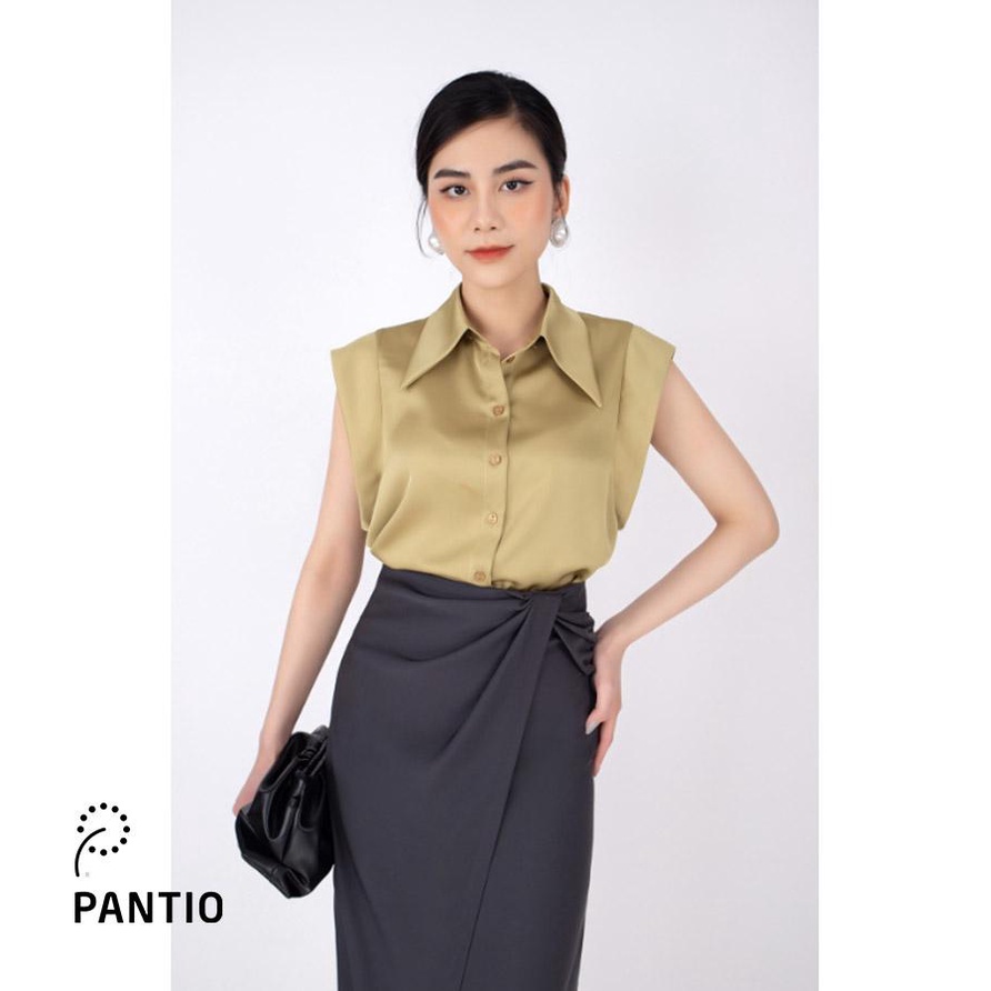 FJD1961 - Chân váy công sở vải tuytsi dáng bút chì vạt lệch cạp vặn xoắn trang trí - PANTIO