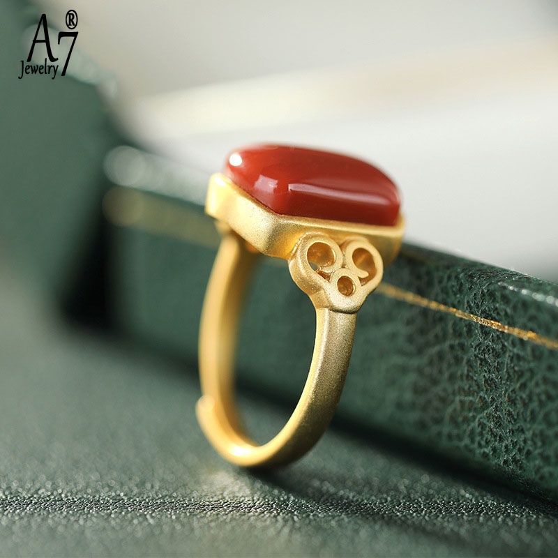 Nhẫn Bạc 925 Mặt Vuông Đính Đá Mã Não Đỏ Thời Trang Cho Nữ