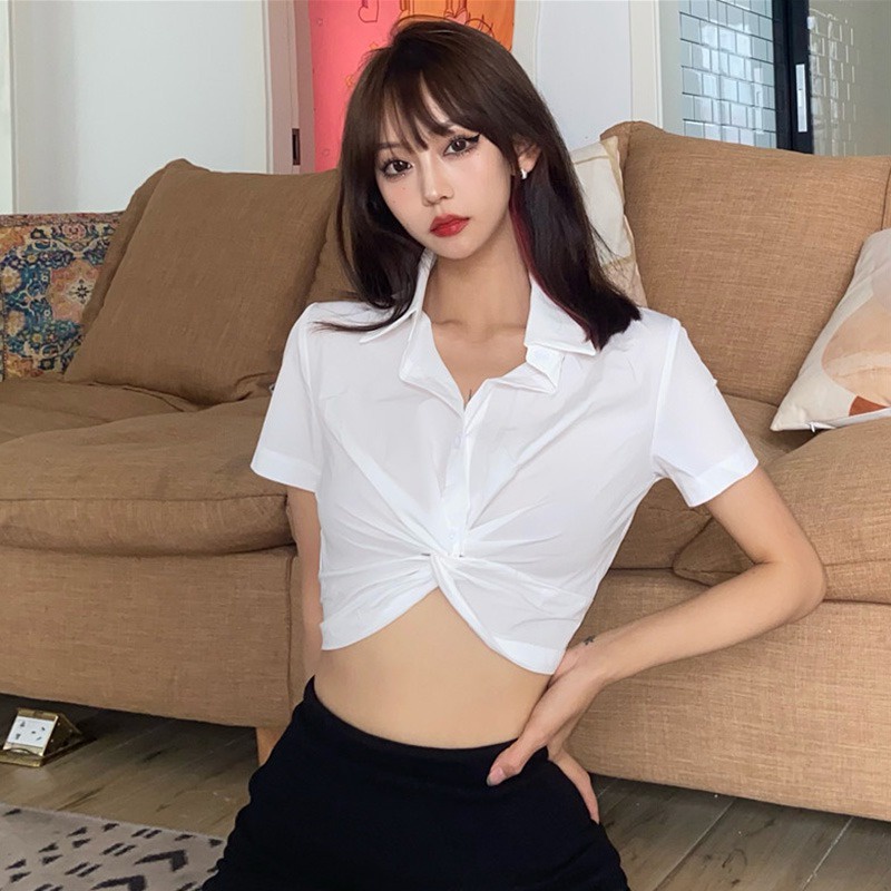 Áo Sơ Mi Tay Ngắn Cổ Bẻ Màu Sắc Thanh Lịch Dành Cho Nữ