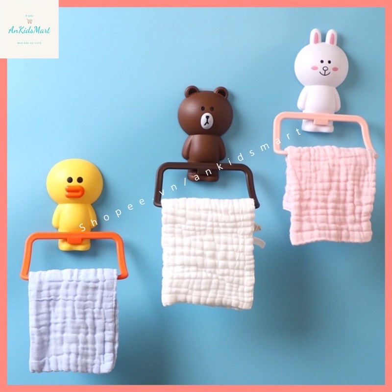 Bộ cốc, khay đựng xà bông, giá treo khăn hình hoạt hình dễ thương