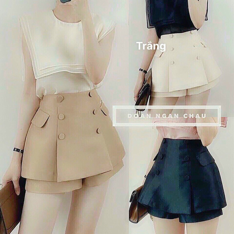 [Mã FAXANH55 giảm 10K đơn 50K] quần giả váy 2 tầng nút bọc | BigBuy360 - bigbuy360.vn