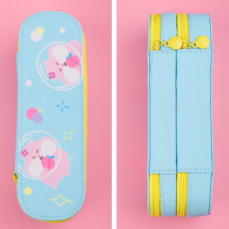 Túi Đựng Bút 2 Ngăn Sức Chứa Lớn Có Khóa Kéo Cho Trẻ Em