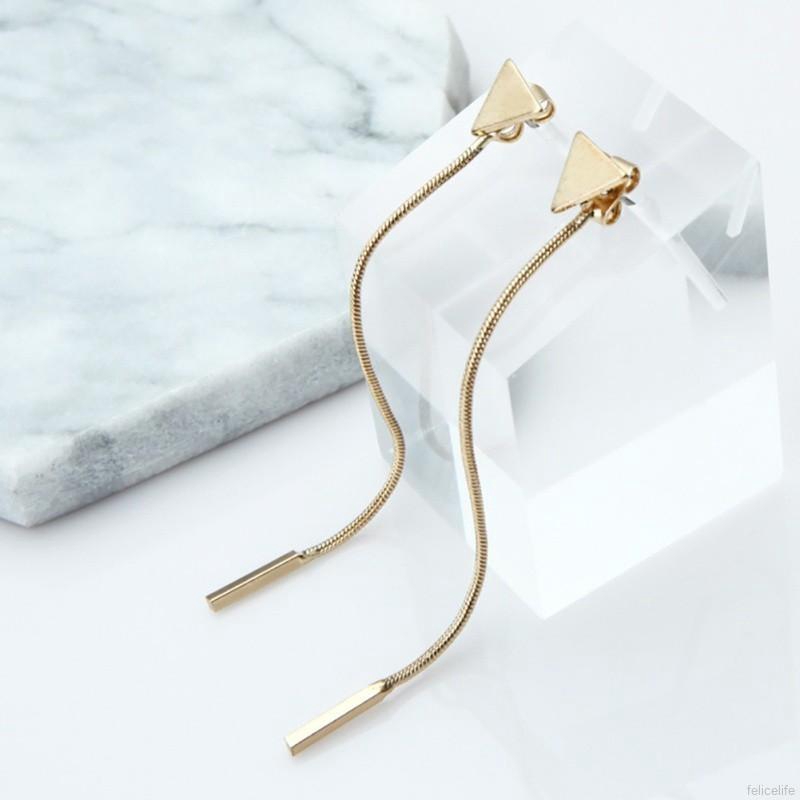 Bông tai hình tam giác kiểu dây dài bằng hợp kim cho nữ