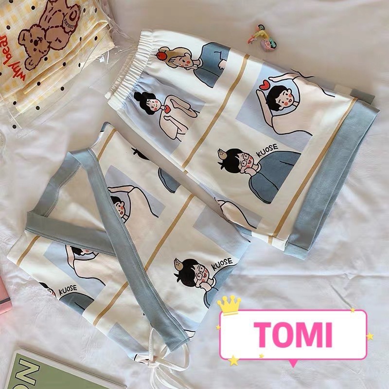 Bộ yukata ngắn tay buộc dây hình cặp đôi dễ thương, bộ ngủ kimono - TOMI BOUTIQUE | BigBuy360 - bigbuy360.vn
