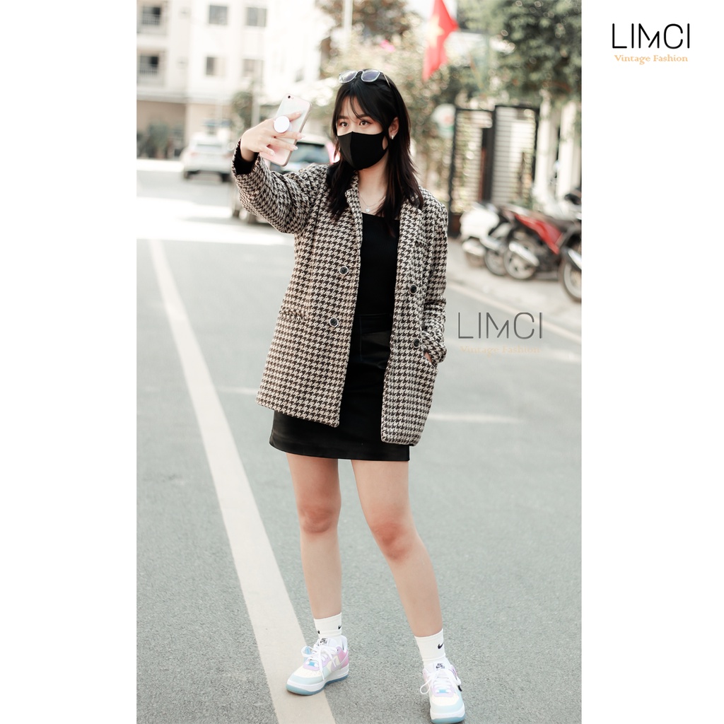 Áo vest blazer nữ Hàn Quốc 2 lớp cao cấp phong cách vintage MS01