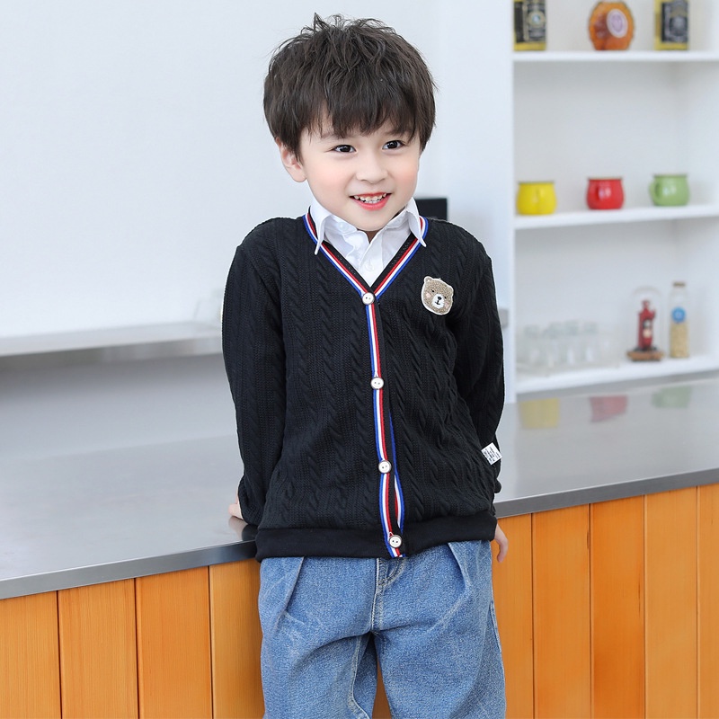 Áo khoác Cardigan dệt kim Hàn Quốc đơn giản và dễ thương cho bé trai và bé gái