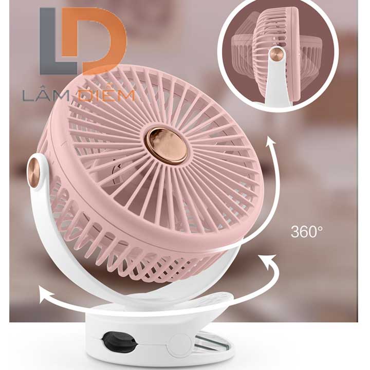Quạt sạc kẹp bàn có đèn led siêu mát nđ 2118 - 2006