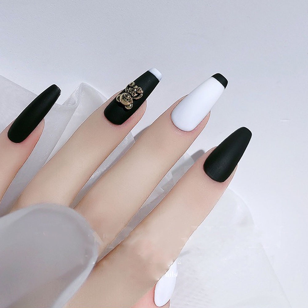 [Hàng mới về] Bộ 10 phụ kiện đính trang trí móng tay 3D hình chú gấu phong cách punk kiểu dáng cổ điển cho nữ