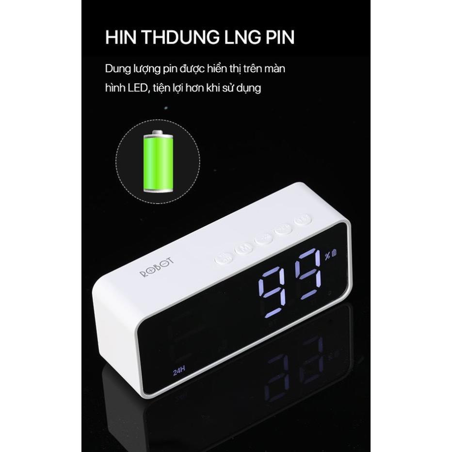 Loa Bluetooth 5.0 màn hình LED kiêm đồng hồ báo thức và kính tráng gương công suất lớn hỗ trợ thẻ nhớ-ROBOT RB150