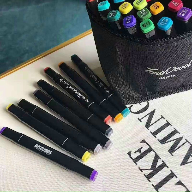 Túi bút dạ 48 cây hàng nội địa vừa là bút dạ , vừa là bút lông