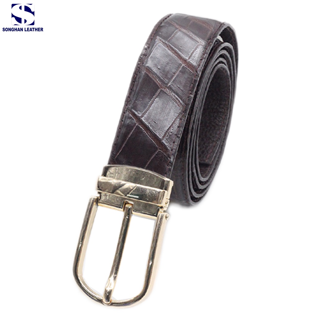 Dây Lưng Da Nam Songhan Leather MB09, Thắt Lưng Da Cá Sấu Bản Liền Không Nối Bản 3.5cm Khóa Kim Không Rỉ .BH 12 tháng