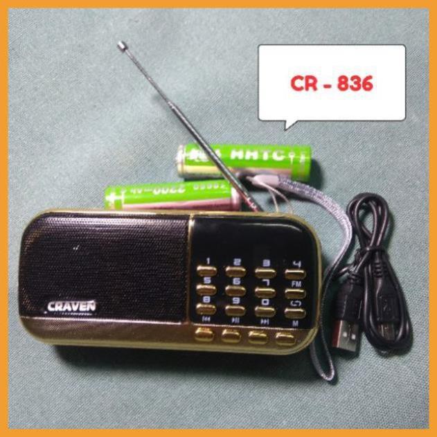 [Hàng Nhập Khẩu] Loa thẻ nhớ Craven CR 836/836S có 2 khe cắm thẻ nhớ - USB - ĐÀI FM -  phát kinh phật đài FM