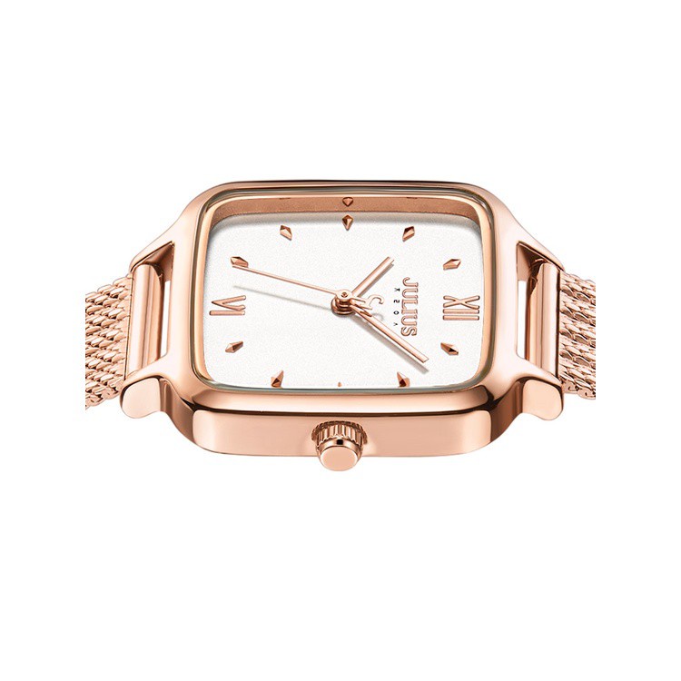 Julius Đồng Hồ quartz Mặt Vuông Nhỏ Dây Thép 1264 Phong Cách retro Cho Nữ