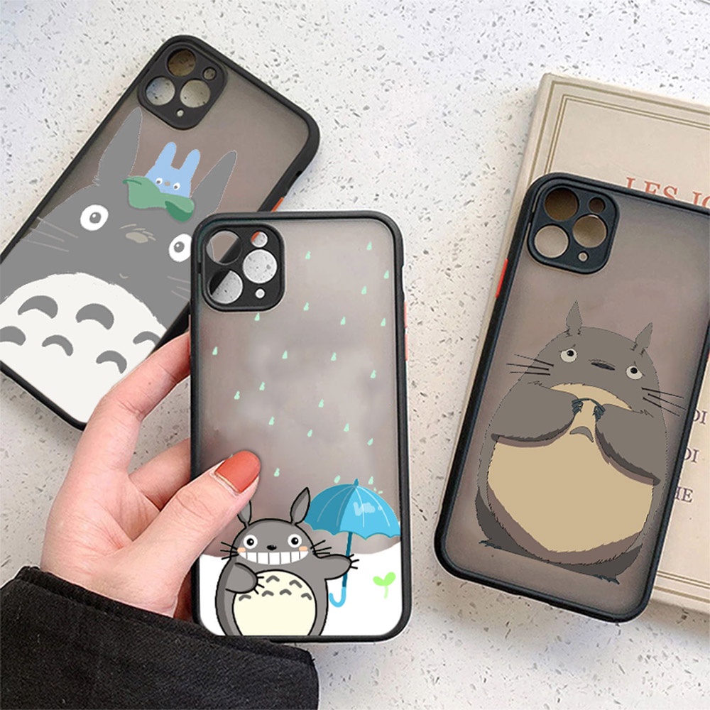 Ốp Điện Thoại Nhựa PC Cứng Mặt Nhám Hình Totoro Cho iPhone 11 12 13 Pro Max 7 8 SE 2022