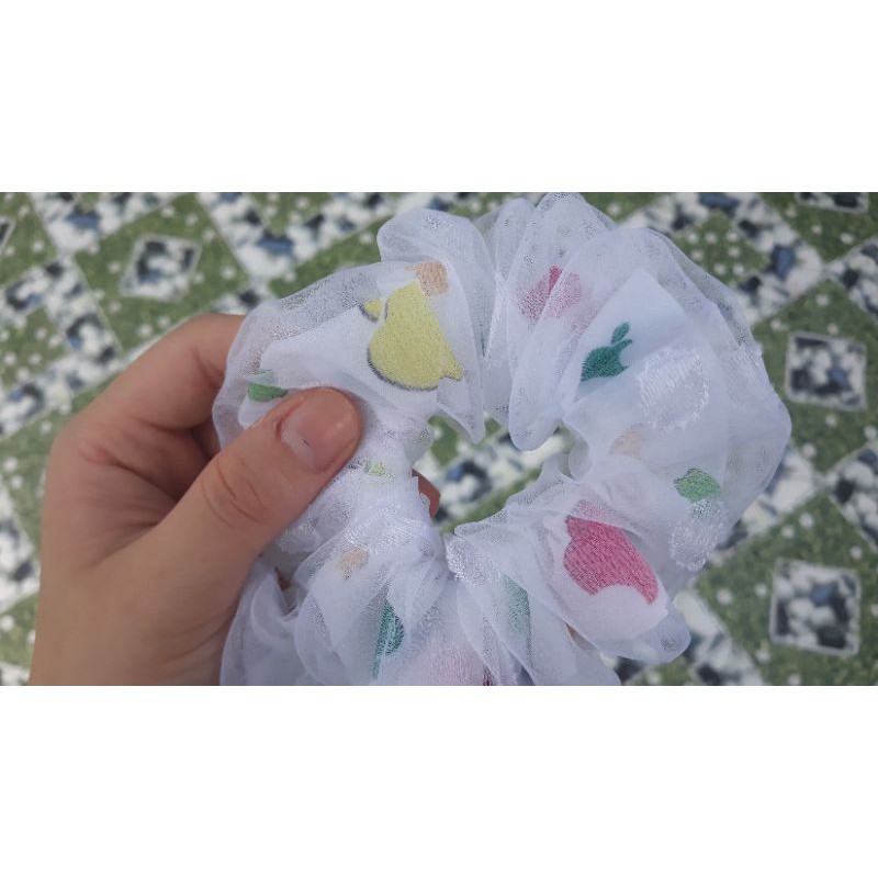 Scrunchies 2 lớp Táo nhiều màu sắc