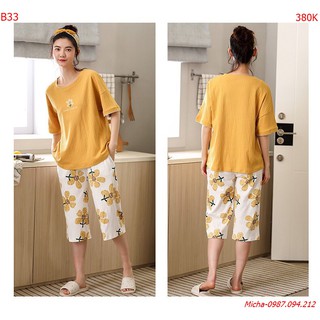 Đồ bộ mặc nhà 💐FREE SHIP💐 Bộ mặc nhà thun gân cao cấp Sun Flower