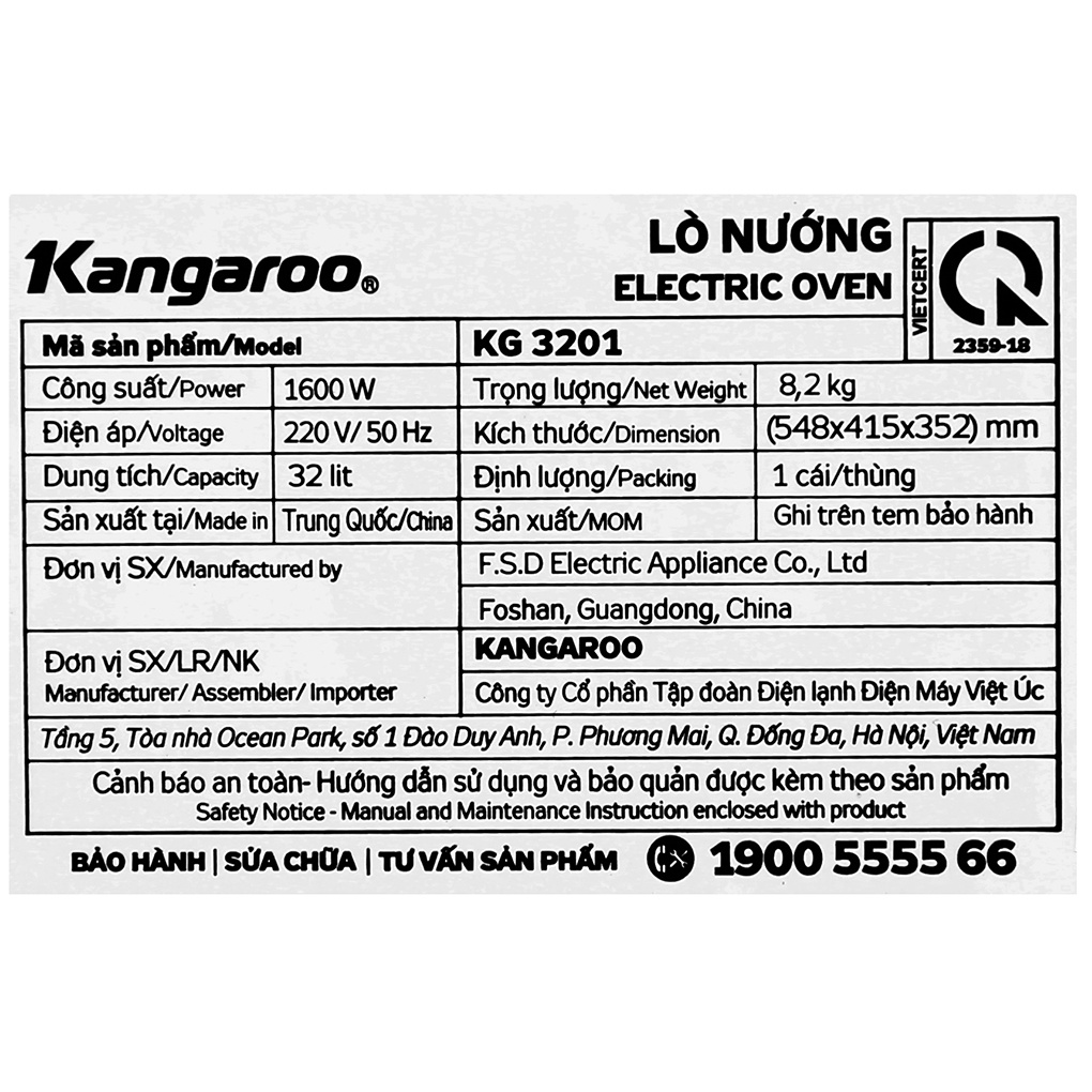 [Mã ELHADEV giảm 4% đơn 300K] Lò nướng Kangaroo KG3201 32 lít