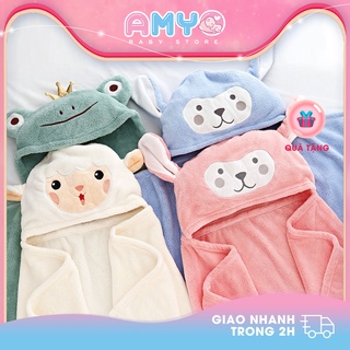 Khăn tắm cho bé sơ sinh AMYO áo choàng tắm cho bé đồ sơ sinh khăn lông cừu mềm mại hình thú dễ thương 12.KC01.01-1