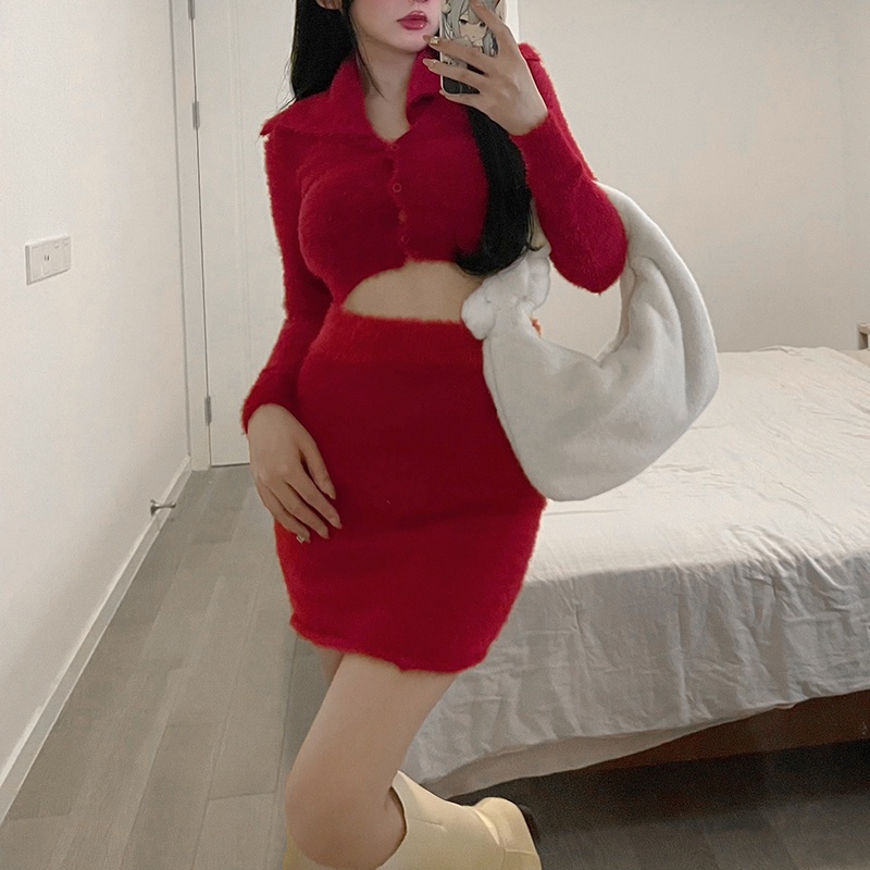 SET TRANG PHỤC LÔNG ĐỎ SEXY (B1014)