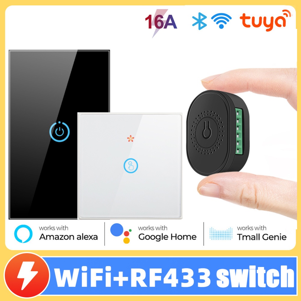 Công tắc thông minh Tuya 16A mini wifi+rf433 mhz hỗ trợ điều khiển từ xa và 4 chế độ hẹn giờ chất lượng cao