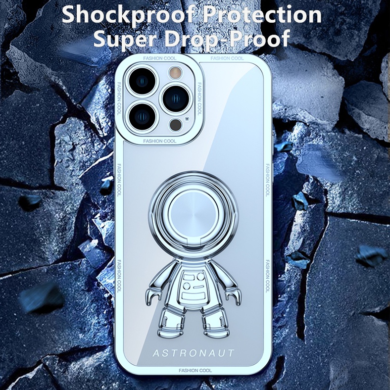 Ốp Điện Thoại Silicon Dẻo Tráng Gương Họa Tiết Phi Hành Gia Sang Trọng Chống Sốc Cho iPhone 13 12 11 Pro MAX XS MAX XR X 7 8 Plus