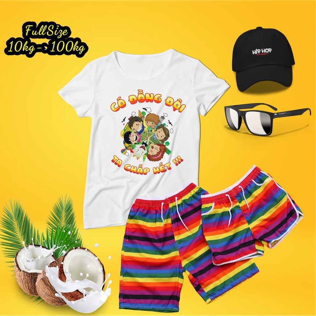 Set du lịch - quần cầu vồng - có đồng Đội Ta Chấp Hết