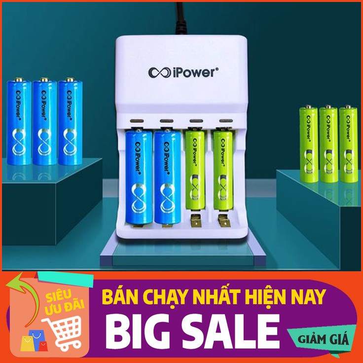 Pin sạc IPOWER AA AAA, Sạc pin chính hãng IPOWER, BẢO HÀNH 1 NĂM | Mic không dây, máy ảnh, điều khiển,
