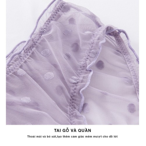 Quần lót ren tàng hình Midori dễ thương, Quần lót nữ tiết chấm bi kháng khuẩn gơi cảm R453