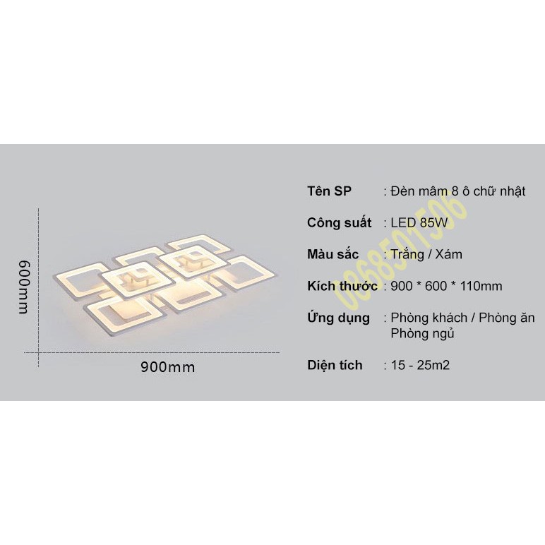 ĐÈN led ốp trần , đèn trang trí phòng khách G25 8 cánh vuông hiện đại 3 chế độ sáng kèm điều khiển  từ xa