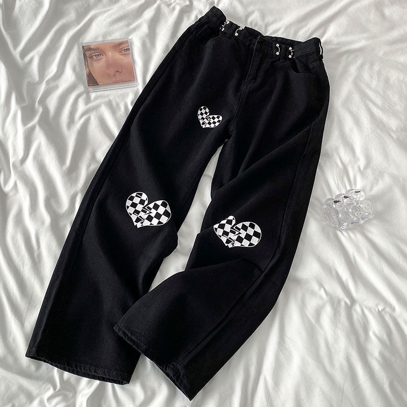 Quần Jean Ống Rộng Lưng Cao Thời Trang Hàn Quốc 2022 Dành Cho Nữ