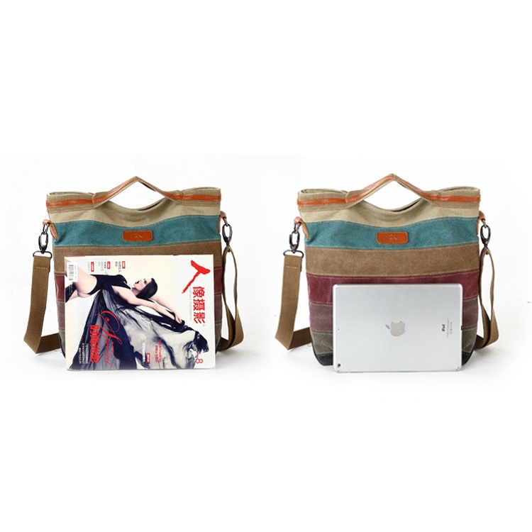 Túi Xách canvas Phối Màu Sắc Tương Phản Thời Trang Cho Nữ