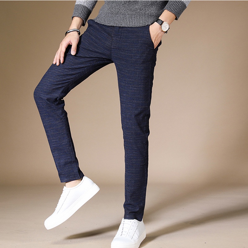 Quần Dài Vải Lanh cotton Ống Đứng Ôm Dáng Phong Cách Hàn Quốc Cho Nam