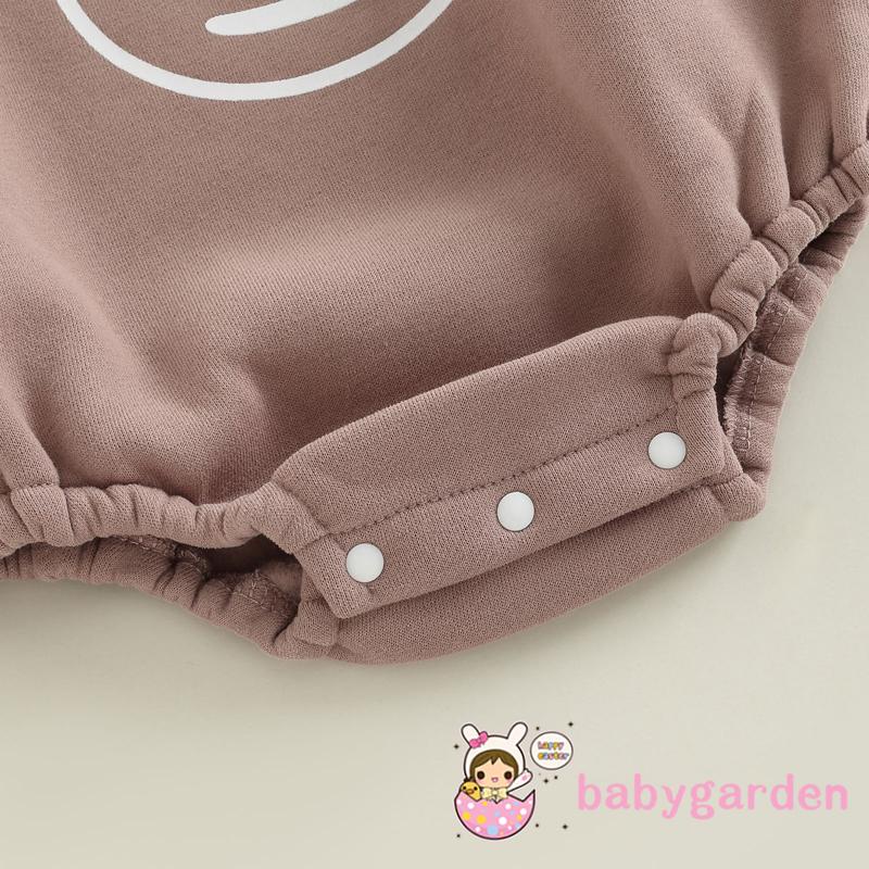 Bộ Áo Liền Quần Tay Dài Cổ Tròn In Hình Gấu Hoạt Hình + Mũ Dành Cho Bé Trai 0-18 Tháng Tuổi