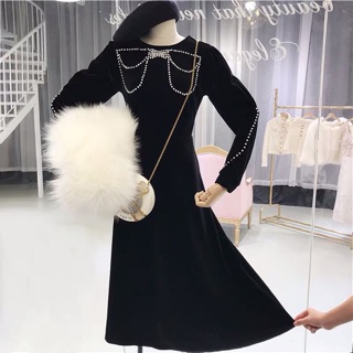 ORDER - Váy nhung mix đá xinh lung linh - ẢNH THẠT CHỦ SHOP MẶC