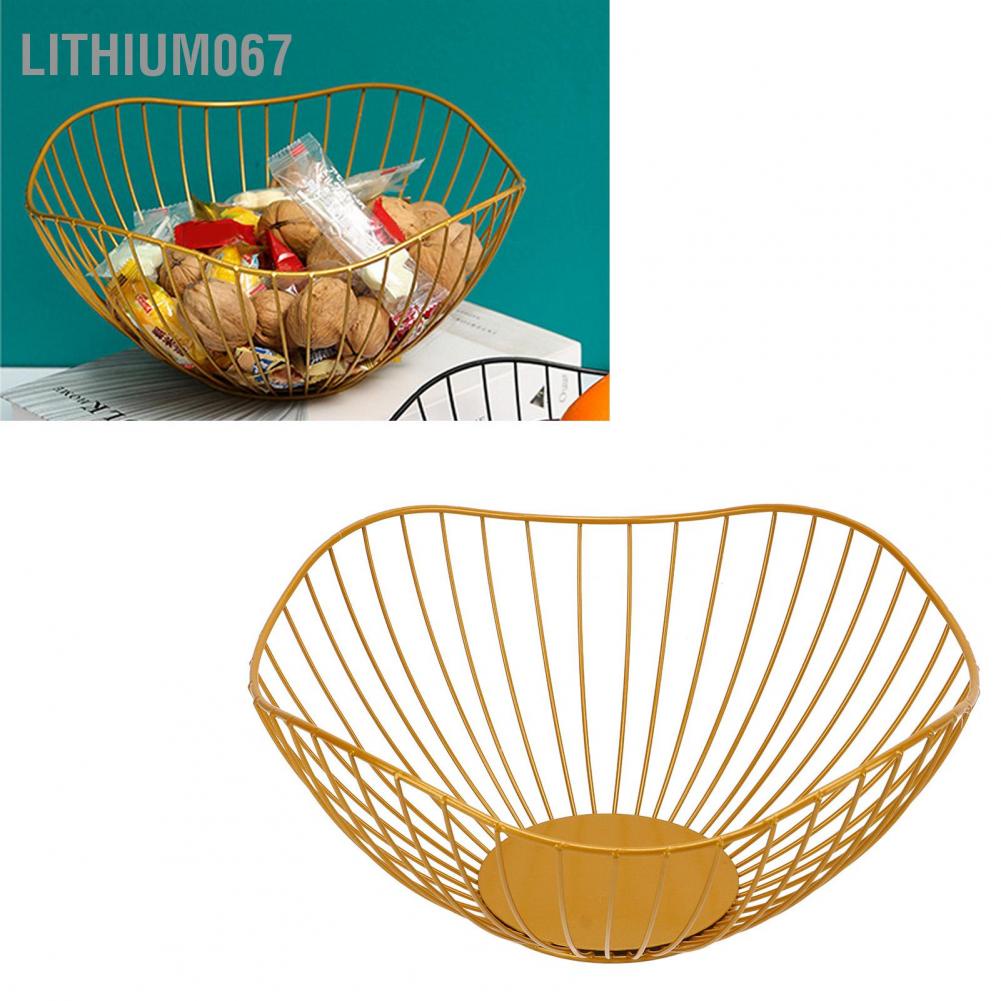 Lithium067 Dây trái cây Bát có lỗ rỗng chống lật Làm dày bằng kim loại bền Rổ đựng cho Bánh mì rau