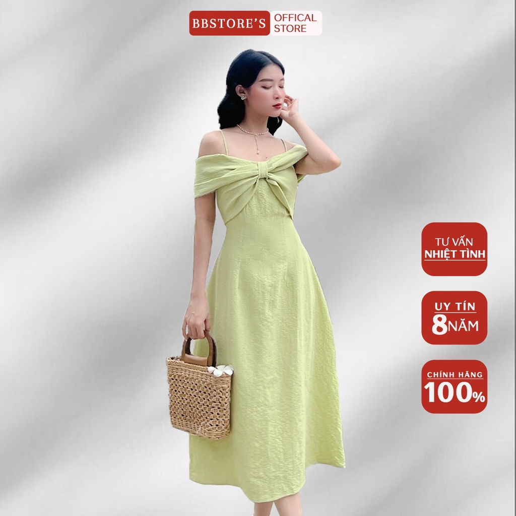 BBSTORE'S Đầm Xòe Trễ Vai Nơ Ngực Dự Tiệc sang Trọng - D774