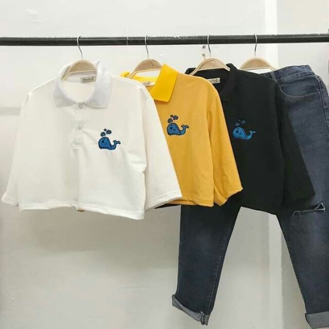 Áo Croptop Thêu Cá Voi