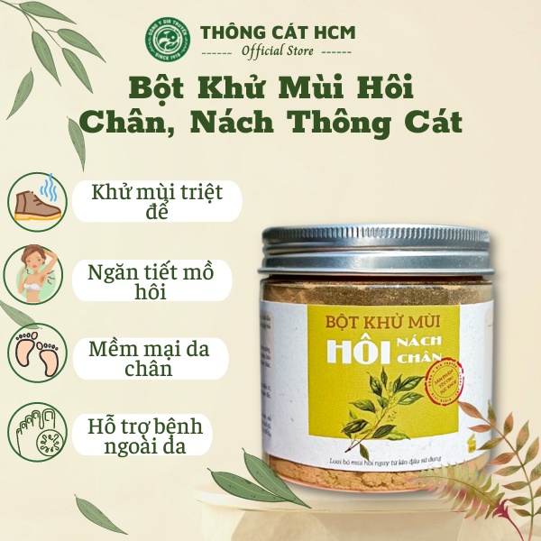 Bột khử mùi hôi chân, tay, hôi nách giúp giảm tiết mồ hôi, khô thoáng - Thảo dược Thông Cát HCM