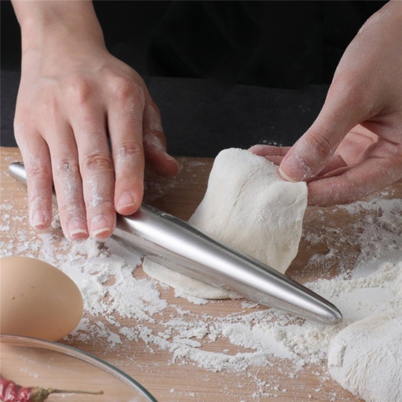 1Pc Stainless Steel Rolling Pin Kitchen UtensilsMaking Dough for BakingPizza NoodlesBiscuit DumplingsNon-stickBaking Tools