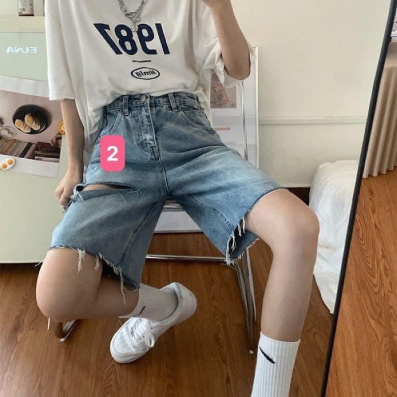 Quần ngố bò ống suông thời trang | BigBuy360 - bigbuy360.vn