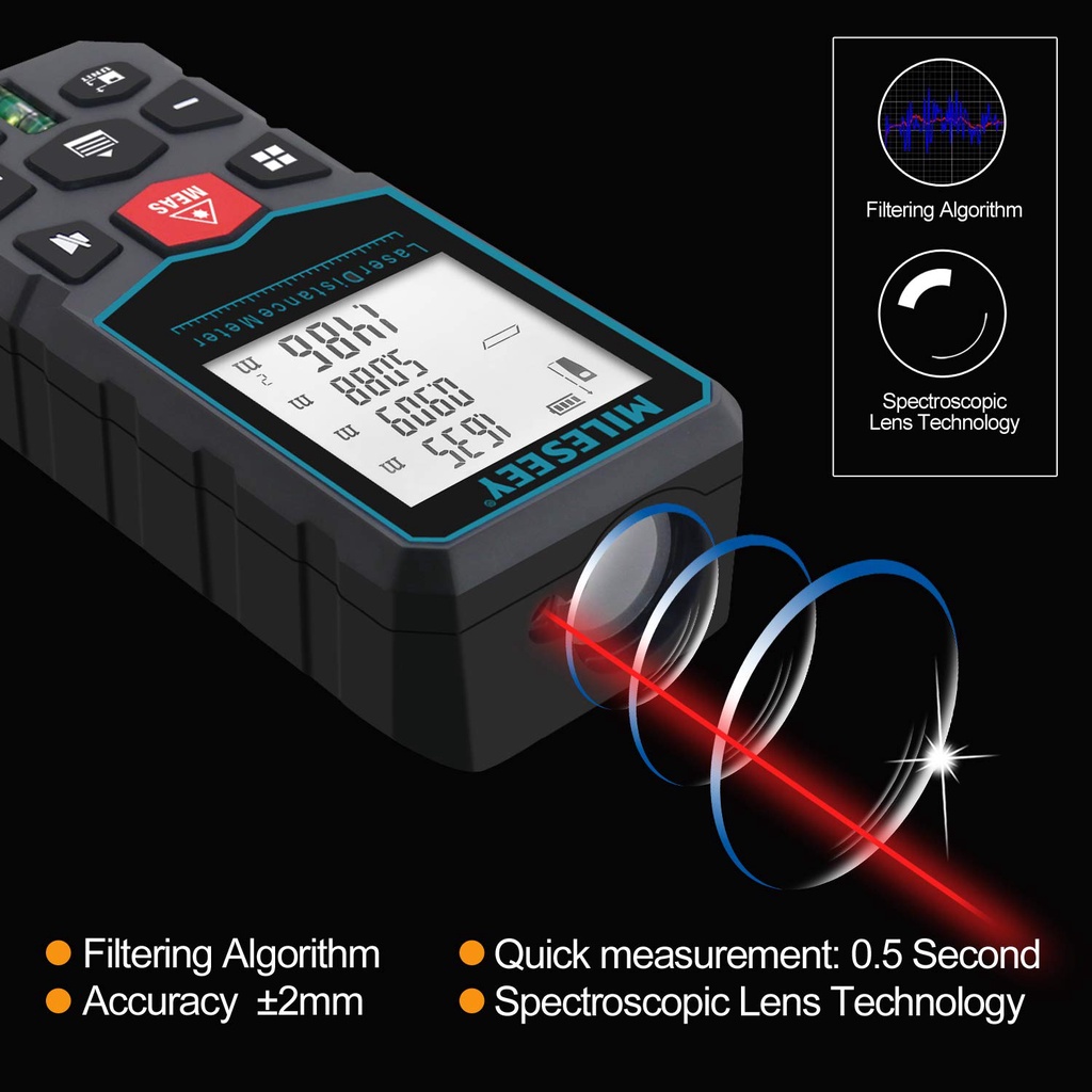 Mileseey Máy Đo Khoảng Cách Laser Cầm Tay X5 40M 60M 80M 100M