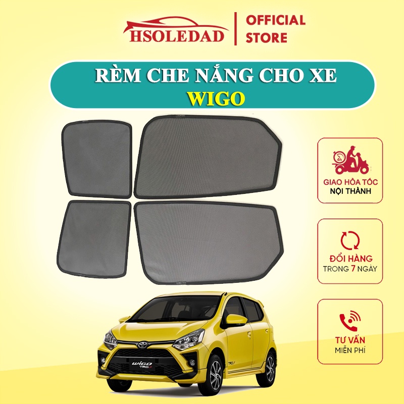 Rèm che nắng nam châm cho xe Toyota Wigo, bộ 4 tấm cho 4 cửa, hàng loại 1 cao cấp nhất, vừa khít kính