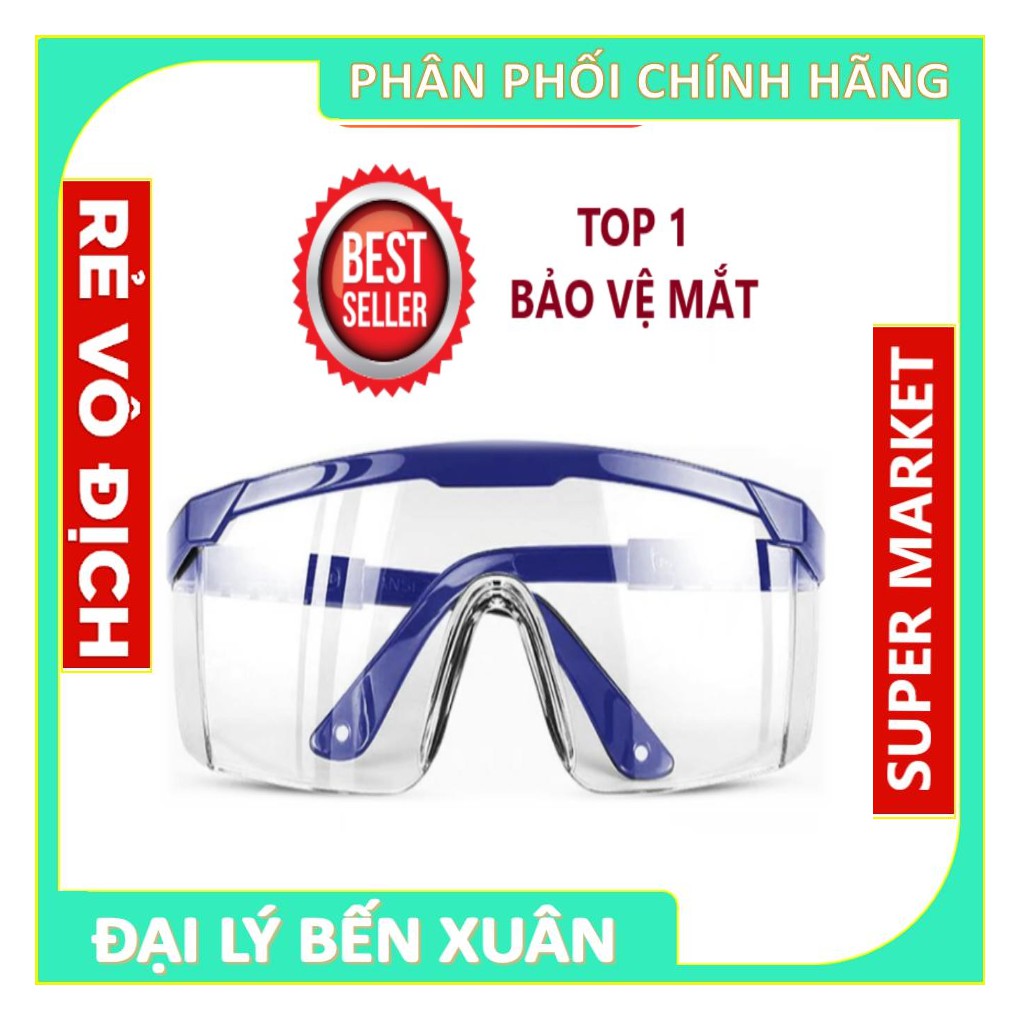 Kính Bảo Hộ Lao Động Vuông trong đi xe máy chống bụi chống dịch màu đen