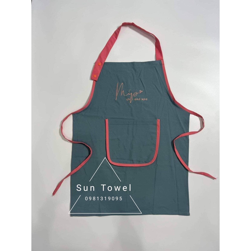 Tạp dề cho spa, nail,mi,hair salon CHẤT LIỆU TUYẾT MƯA mềm mịn - giá chưa bao gồm thêu logo