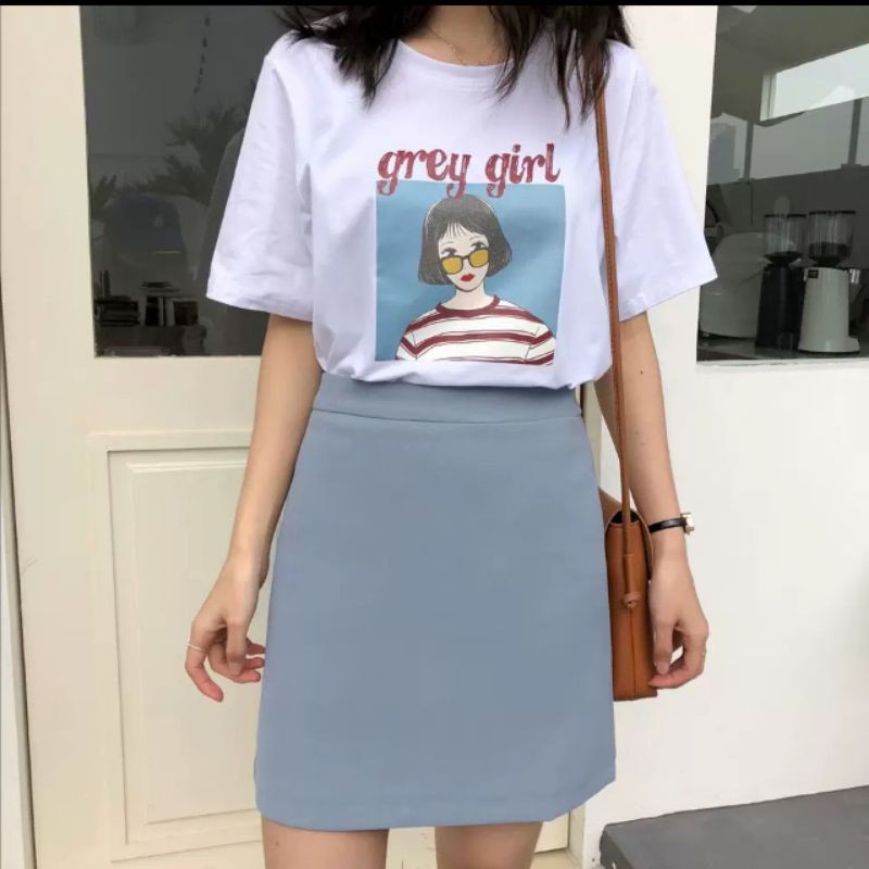 [ Mã FADIRECT20 giảm 20K đơn 150K] Chân váy chữ A màu xanh ghi đá xinh xắn