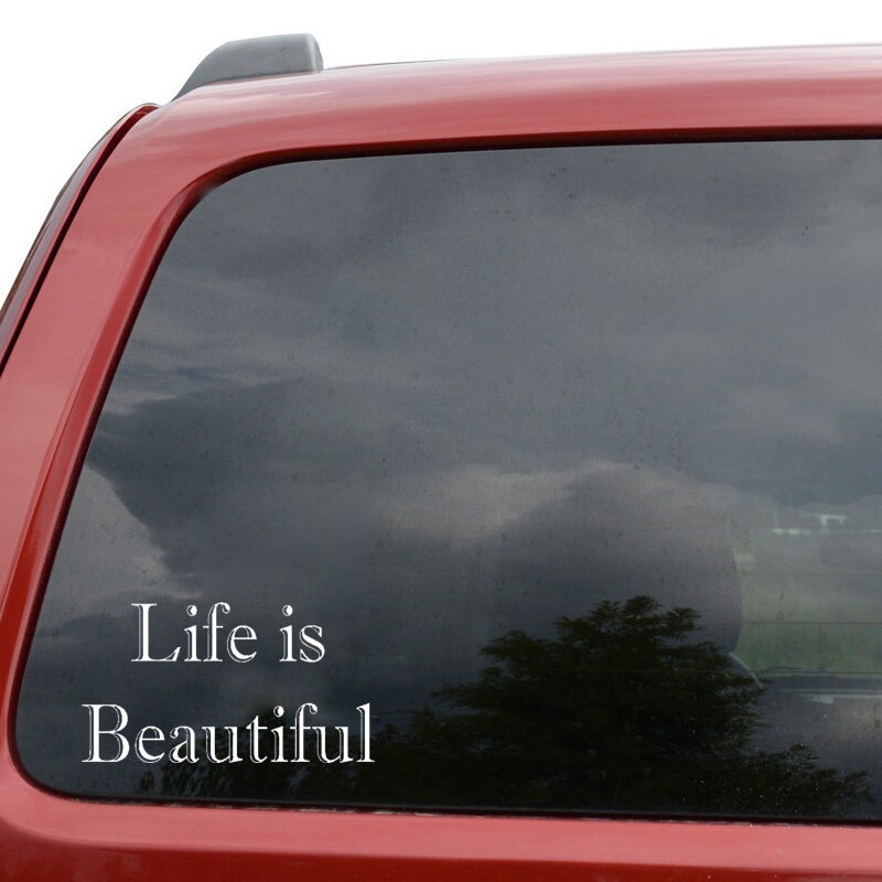 Miếng sticker Life Is Beautiful dán trang trí ô tô chống thấm 17.4cmx9.5cm