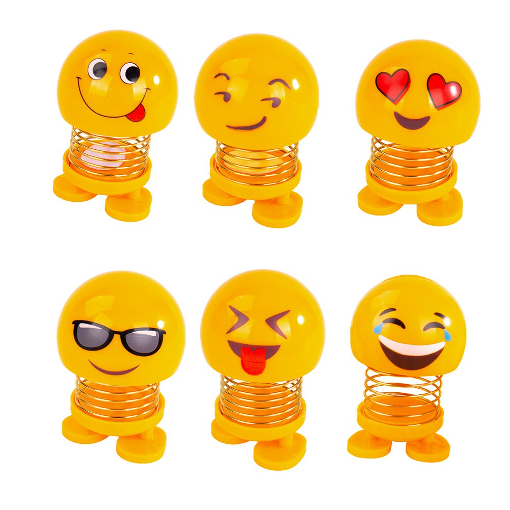 Set 6 mô hình thú nhún mặt emoji dễ thương