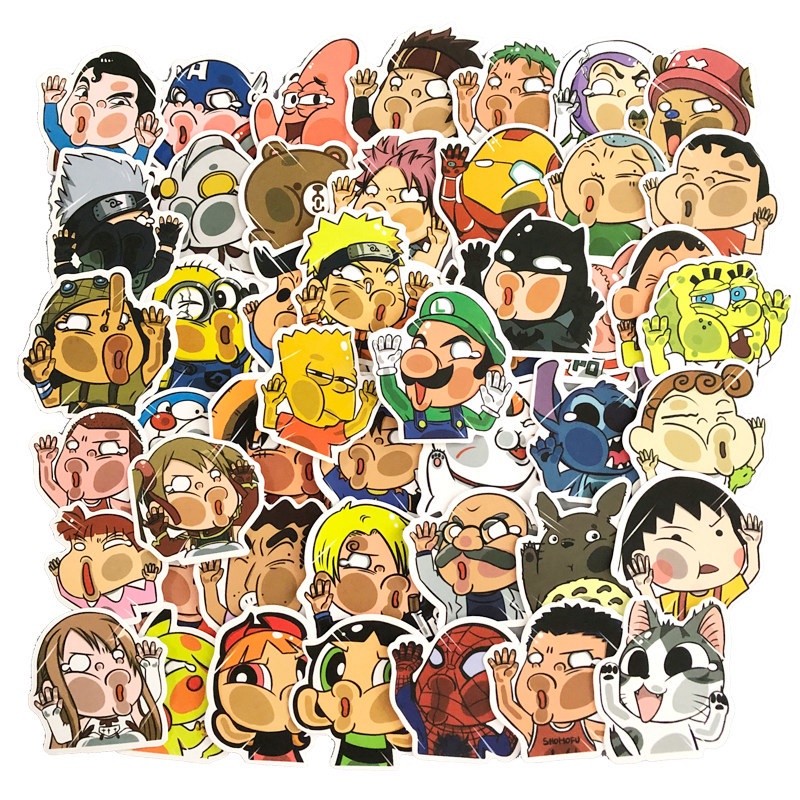 50/25/10 Nhãn Dán Nhân Vật Anime Mặt Kính Vui Nhộn Cho Laptop Vali Laptop