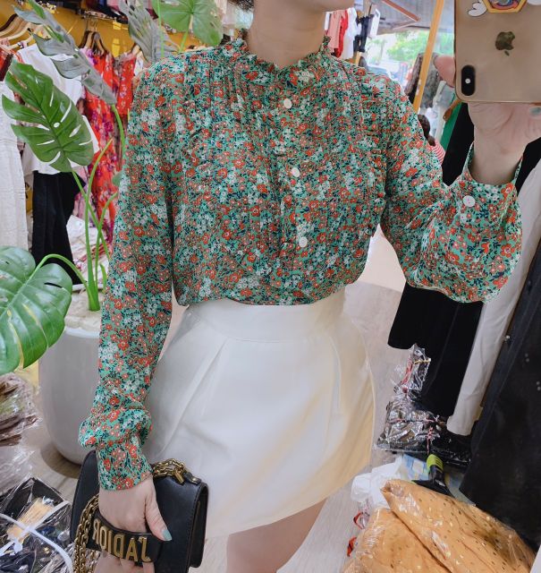 Sơ mi hoa tiểu thư cao cấp | BigBuy360 - bigbuy360.vn